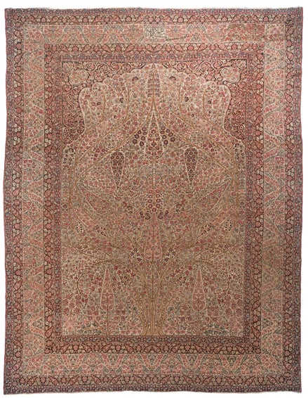 Cream and Rose Tree of Life Persian Kerman Rug 15180 — 8'10" x 11'2" - image 1