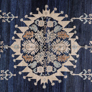 Antique Deep Blue, Cream, and Ivory Animal Design Persian Fereghan Rug 07131 — 6'8