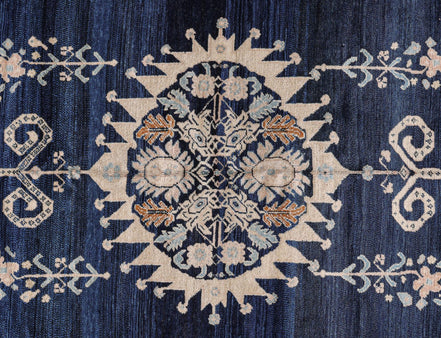 Antique Deep Blue, Cream, and Ivory Animal Design Persian Fereghan Rug 07131 — 6'8" x 8'6" - image 2