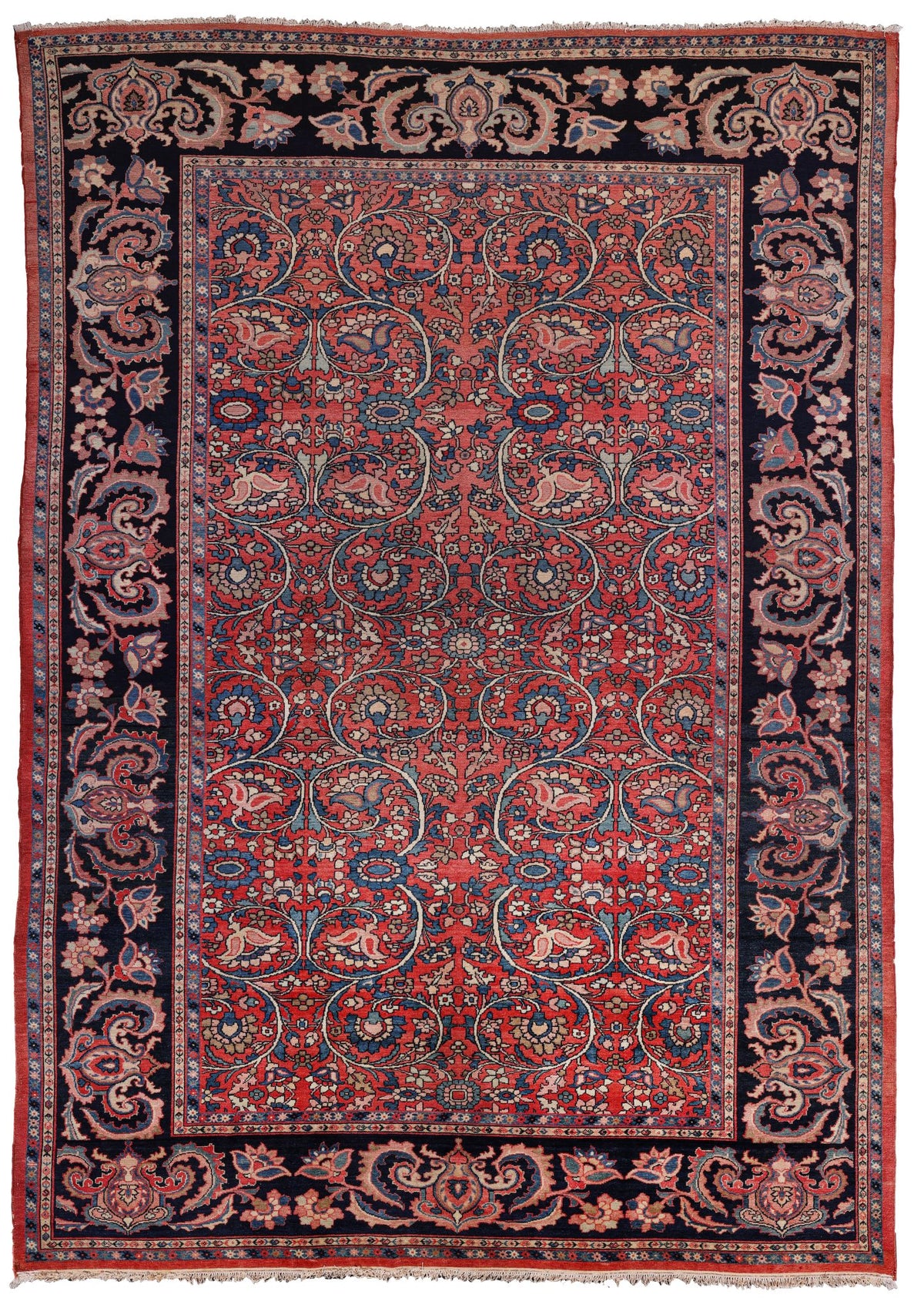 Antique Navy and Red Palmette Persian Sultanabad Rug 10144 — 8'2