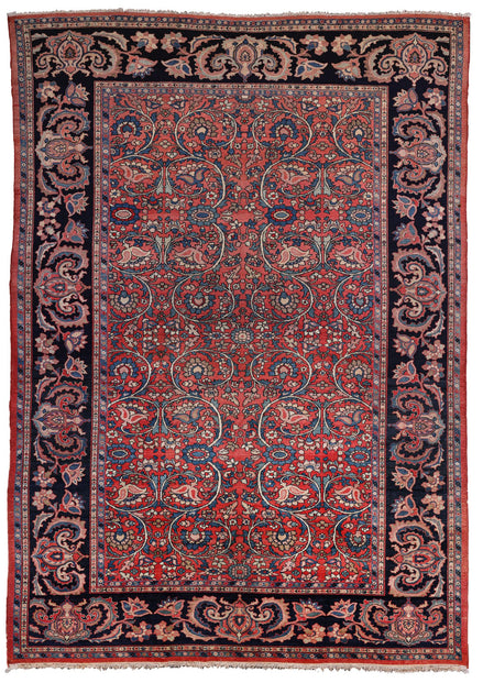 Antique Navy and Red Palmette Persian Sultanabad Rug 10144 — 8'2" x 11'5" - image 1