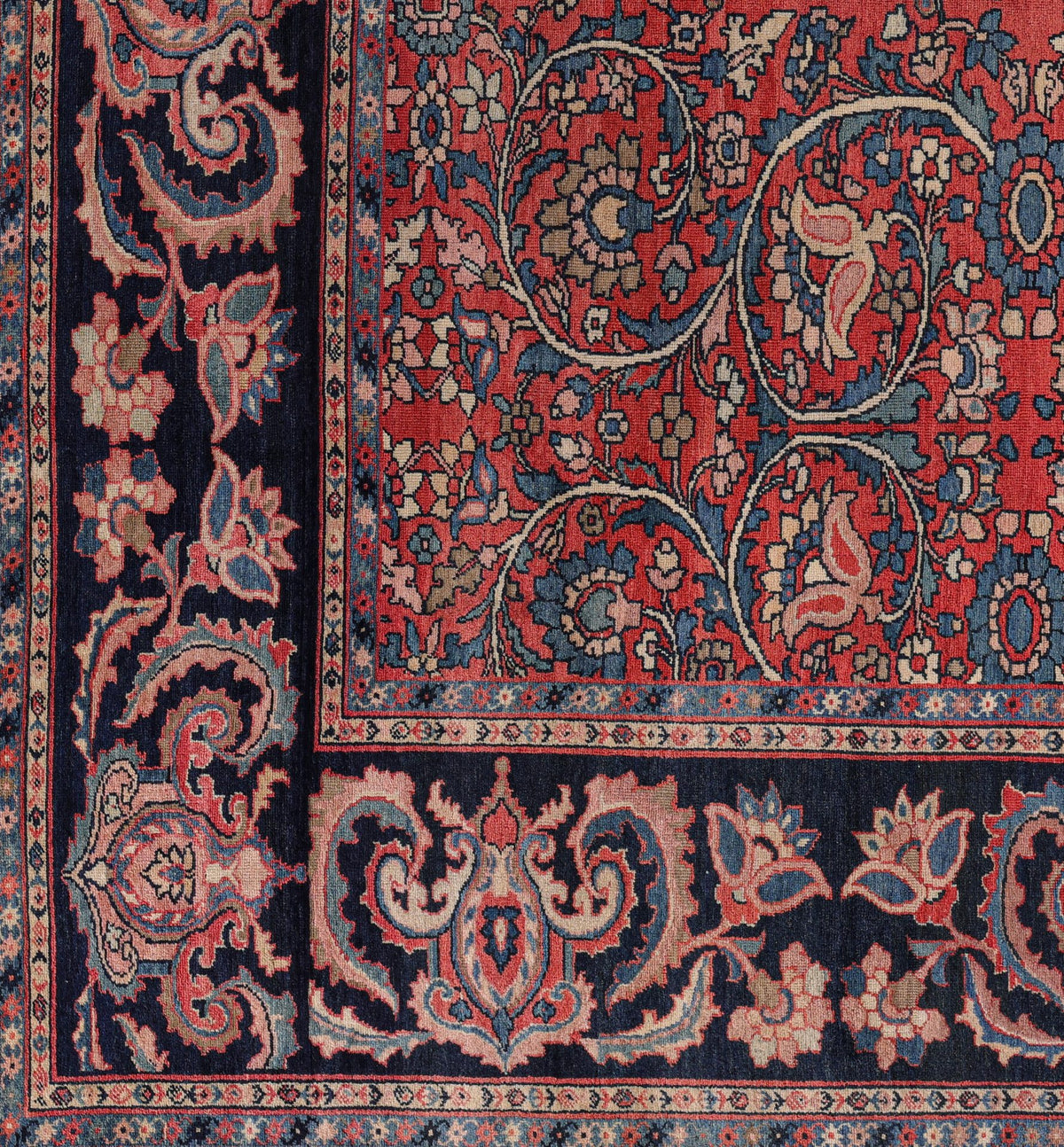 Antique Navy and Red Palmette Persian Sultanabad Rug 10144 — 8'2