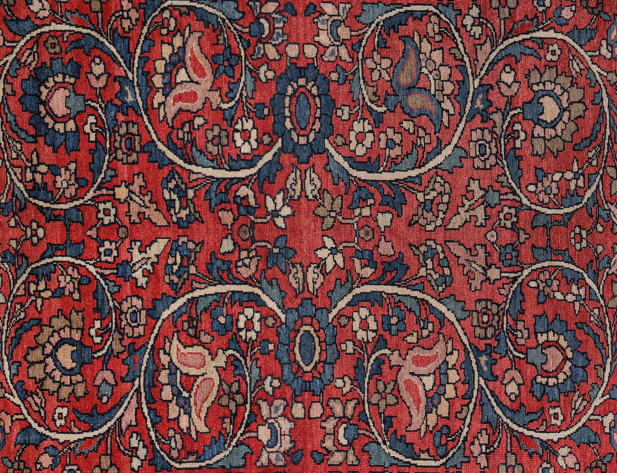 Antique Navy and Red Palmette Persian Sultanabad Rug 10144 — 8'2