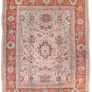 Antique Ivory and Rust Floral Persian Ziegler Sultanabad Rug 14156 — 12'4