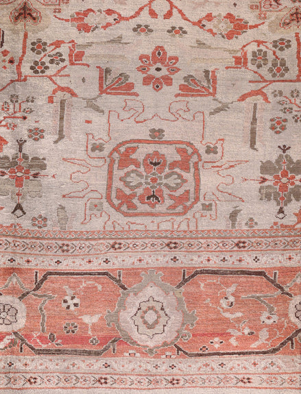 Antique Ivory and Rust Floral Persian Ziegler Sultanabad Rug 14156 — 12'4" x 15'6" - image 2