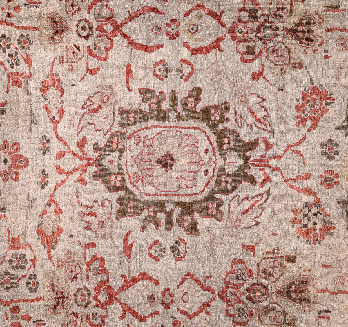 Antique Ivory and Rust Floral Persian Ziegler Sultanabad Rug 14156 — 12'4