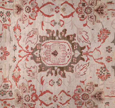 Antique Ivory and Rust Floral Persian Ziegler Sultanabad Rug 14156 — 12'4" x 15'6" - image 3