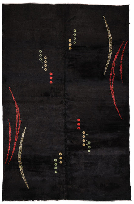 Antique Black and Red Abstract Turkish Rug 21129 — 6'9" x 9'6" - image 1
