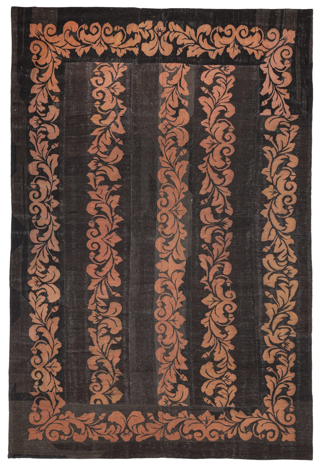 Black and Orange Acanthus Aubusson Rug 6302 — 5'3" x 8' - image 1