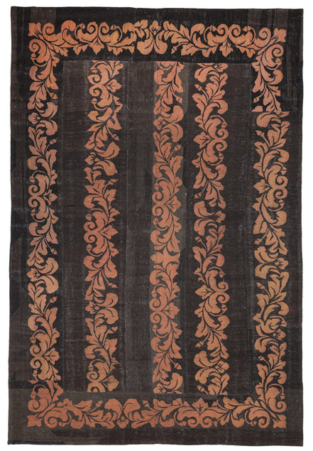 Black and Orange Acanthus Aubusson Rug 6302 — 5'3" x 8' - image 1