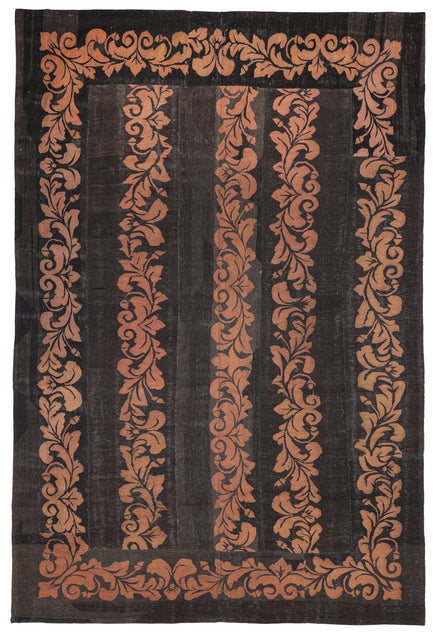 Black and Orange Acanthus Aubusson Rug 6302 — 5'3" x 8' - image 1