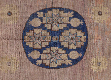 Antique Warm Taupe and Navy Triple Roundel Khotan Rug 7155 — 4'1" x 8'4" - image 3