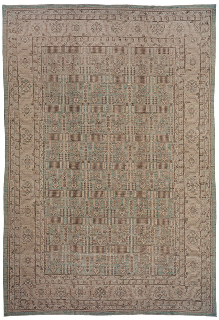 Beige and Aqua Agra Design Rug 09217 — 9'8" x 14'2" - image 1