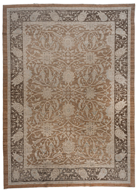 Warm Brown, Taupe, and Ivory Palmette Persian Sultanabad Rug 11106 — 9'10" x 13'4" - image 1