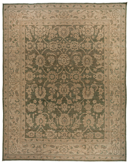 Dark Green and Beige Palmette Persian Sultanabad Rug 14129 — 9'3" x 11'8" - image 1