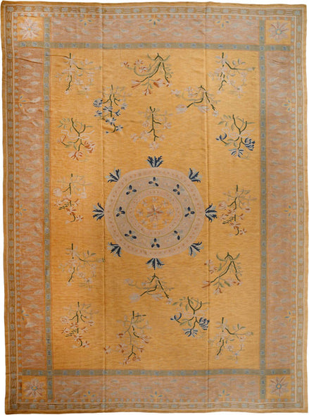 Golden Yellow and Blue Medallion Bessarabian Kilim 19111 — 9'8" x 13' - image 1