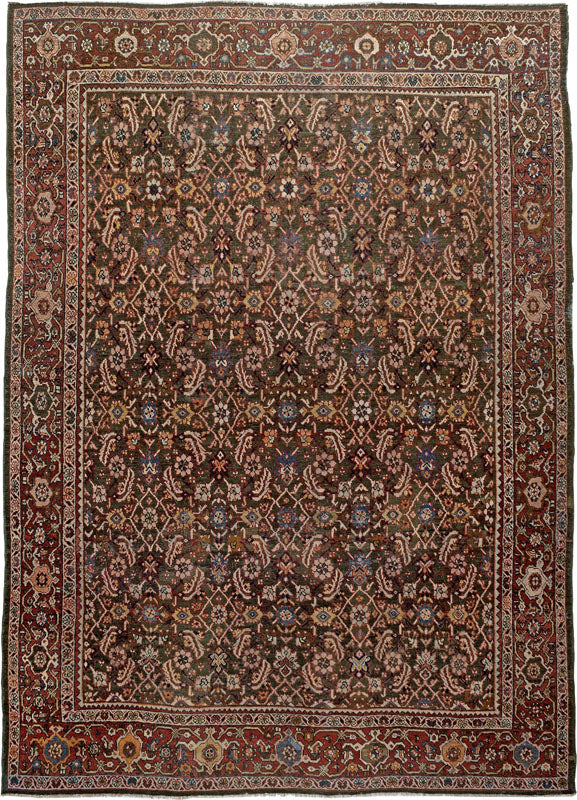 Dark Brown and Rust Palmette Persian Sultanabad Rug 06253 — 8'1" x 12'3" - image 1