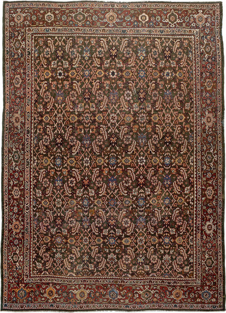 Dark Brown and Rust Palmette Persian Sultanabad Rug 06253 — 8'1" x 12'3" - image 1