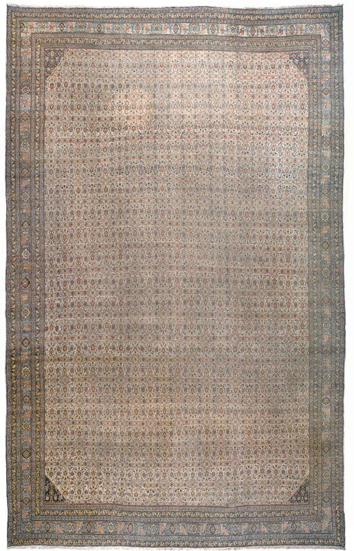 Beige and Coral Geometric Floral Persian Tabriz Rug 08174 — 11'1" x 18'7" - image 1