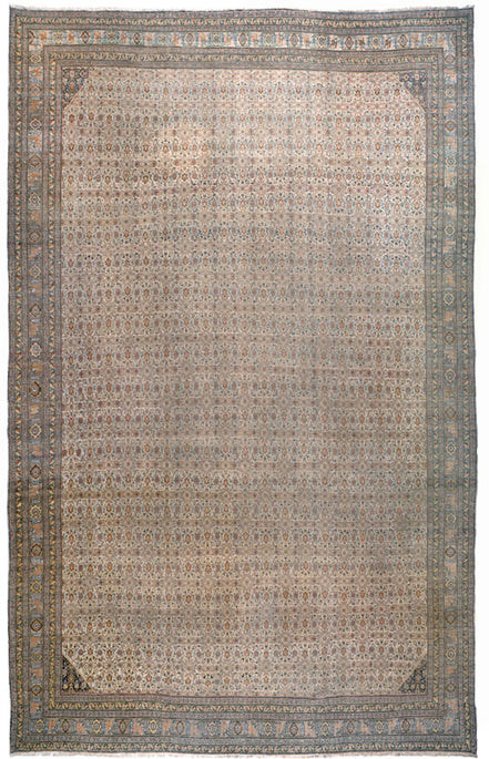 Beige and Coral Geometric Floral Persian Tabriz Rug 08174 — 11'1" x 18'7" - image 1