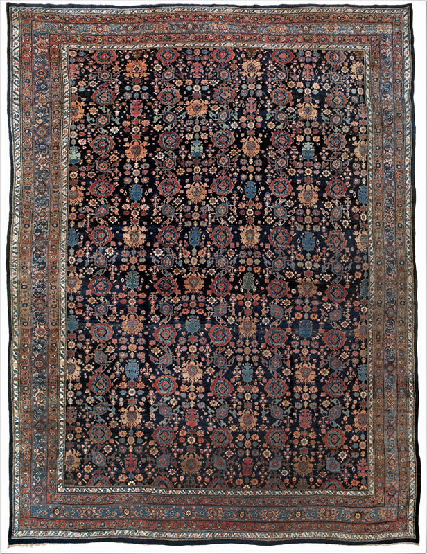 Navy and Red Floral Bijar Rug 10117 — 14'8" x 21'6" - image 1
