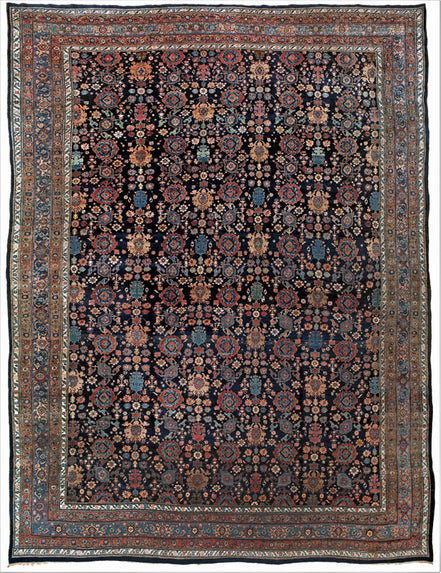 Navy and Red Floral Bijar Rug 10117 — 14'8" x 21'6" - image 1