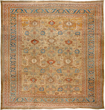 Golden Beige and Turquoise Floral Bakshaish Rug 11135 — 12'3" x 12'4" - image 1