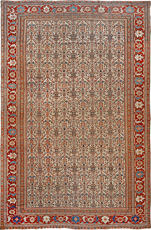 Ivory and Rust Floral Persian Sultanabad Rug 12119 — 10' x 15'1" - image 1
