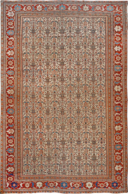 Ivory and Rust Floral Persian Sultanabad Rug 12119 — 10' x 15'1" - image 1