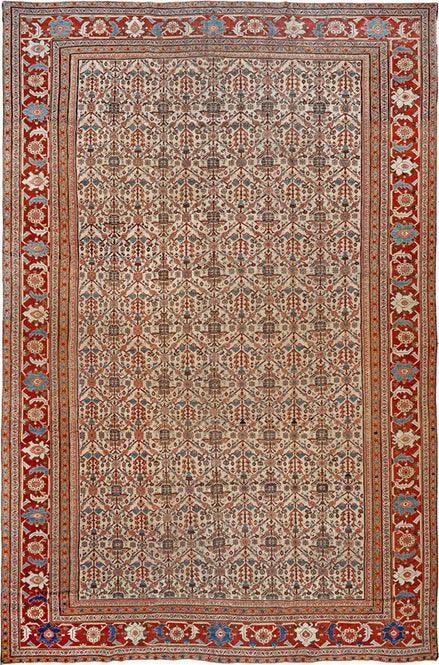 Ivory and Rust Floral Persian Sultanabad Rug 12119 — 10' x 15'1" - image 1