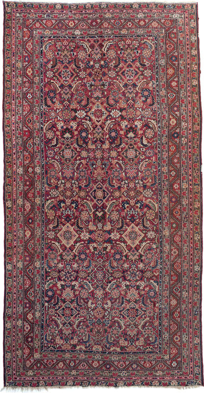 Antique Brick Red and Burgundy Diamond Lattice Persian Malayer Rug 16107 — 5' x 9'8" - image 1