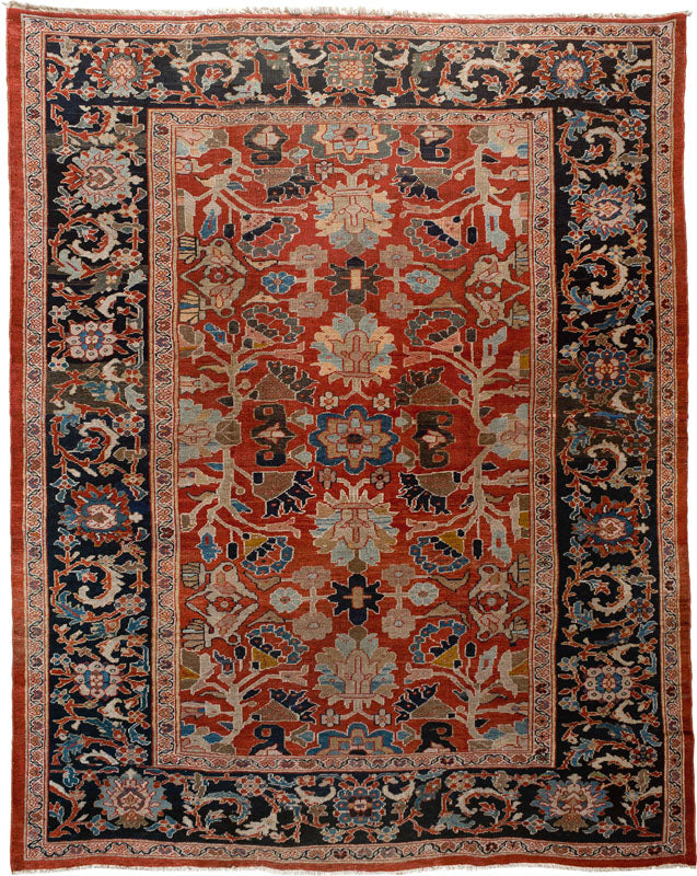Rust and Navy Palmette Persian Sultanabad Rug 16128 — 8'8" x 11'4" - image 1