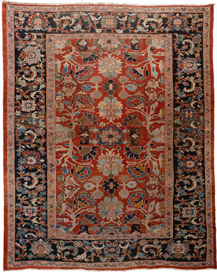 Rust and Navy Palmette Persian Sultanabad Rug 16128 — 8'8" x 11'4" - image 1
