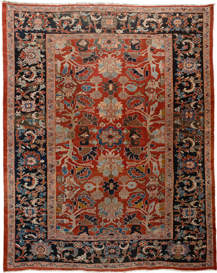 Rust and Navy Palmette Persian Sultanabad Rug 16128 — 8'8" x 11'4" - image 1