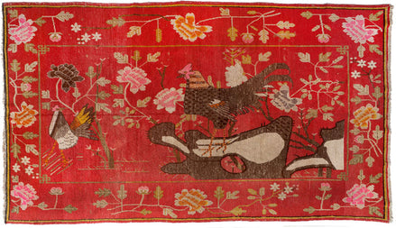 Antique Bright Red Figural Chinese Samarkand Rug 19110 — 5'9" x 10'2" - image 1