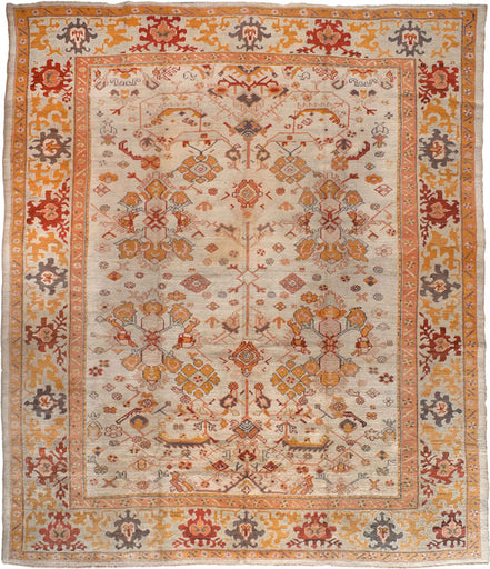 Antique Beige and Burnt Orange Floral Turkish Oushak Rug 9143 — 8'9" x 10'3" - image 1